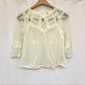 FREE PEOPLE MODERN ROMANCE CREAM LACE TOP SZ SM!!!